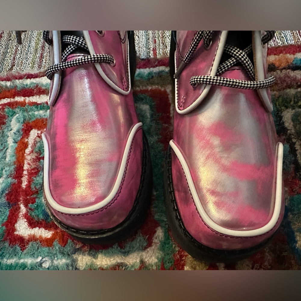 Fluevog NEW IN BOX F-Shoe Hi Revna metallic pink/silver platform boot - 8/8.5 - Picture 13 of 16